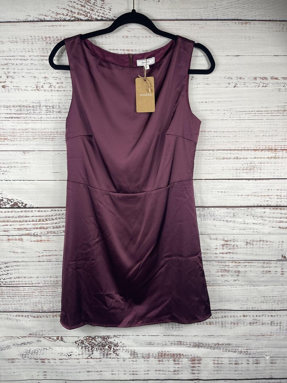 Rihoas Dress Women's Size Medium Purple Sleeveless Satin Cocktail Party Mini